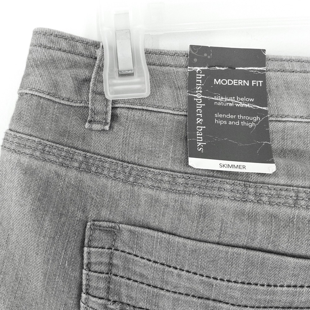 NEW Christopher & Banks Gray Denim Skimmer Capri Jeans Women's Size 10 Stretch - Picture 9 of 11